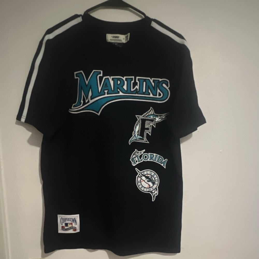 PRO STANDARD Cooperstown Florida Marlins Black Short Sleeve T-Shirt M Logo